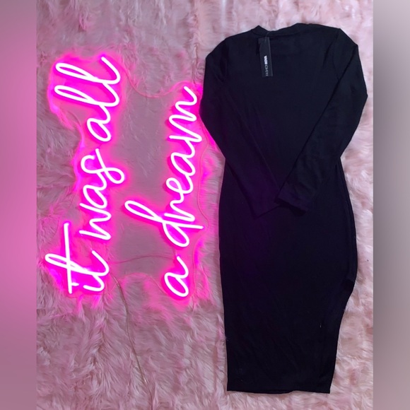 Fashion Nova Classic Black Midi Dress - Picture 1 of 3